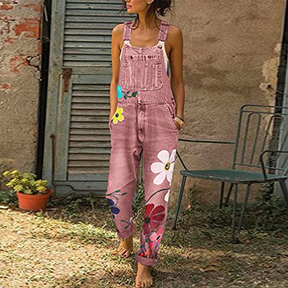 Sarah | Stijlvolle denim jumpsuit met bloemenpatroon